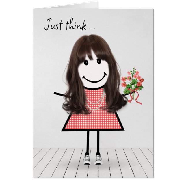 Chica de Figura de Palo con Bouquet de Cumpleaños (Frente)