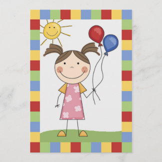 Chica de Figura de Palos con Invitación de Cumplea