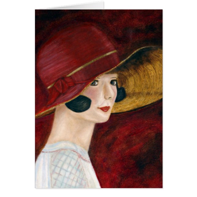 Chica de Flapper de los años 20 en Gorra rojo (Frente)