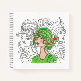 Chica de Flapper verde del libro de notas
