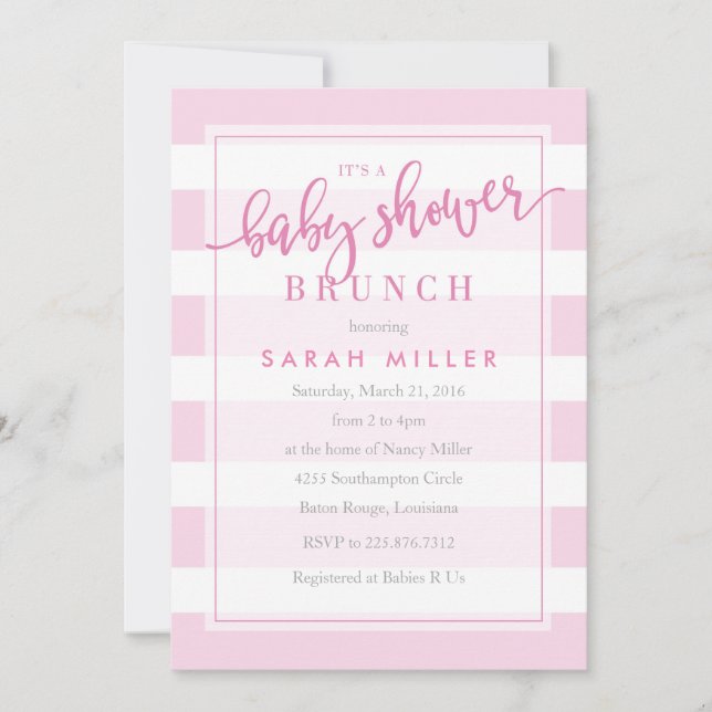 Chica de franjas de invitación de Baby Shower Brun (Anverso)