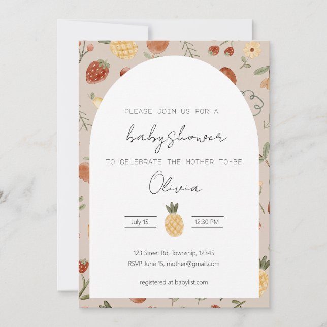 Chica de frutas de verano de invitaciones de Baby  (Anverso)