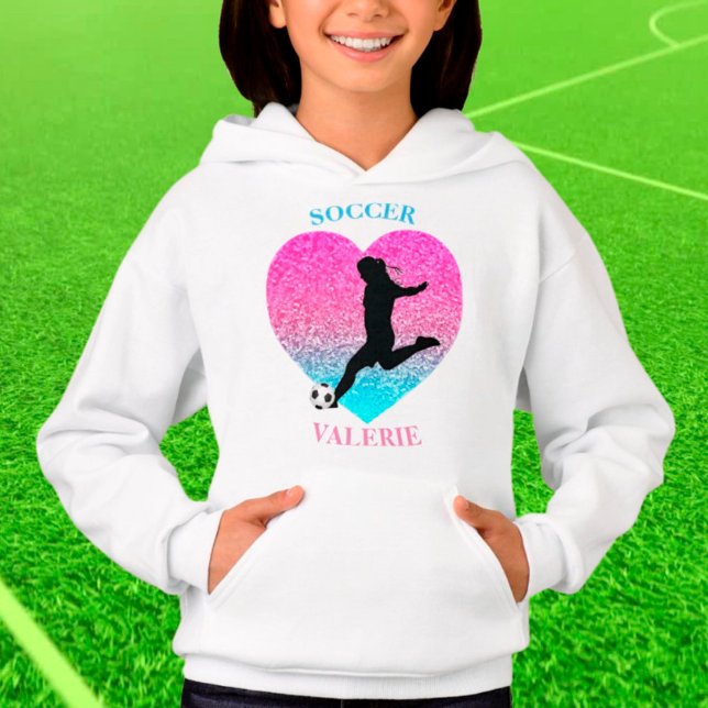 Chica de fútbol Cardilla de corazón con nombre (Subido por el creador)
