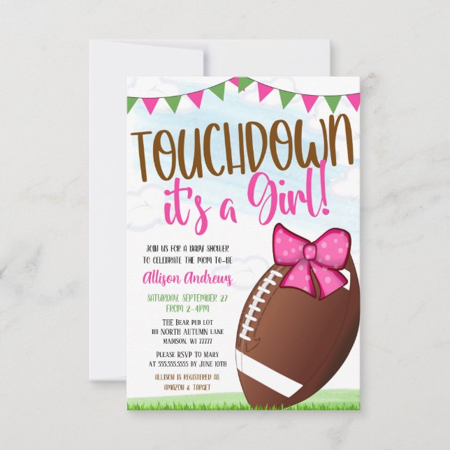 Chica de fútbol ducha de bebé Invitación (Anverso)