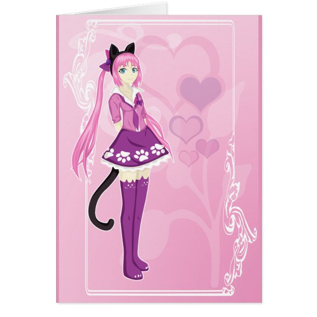 Chica de gato rosado (Frente)