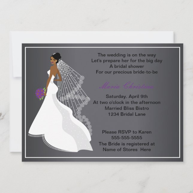 Chica de glamour Invitación a ducha de novia 1(c1a (Anverso)