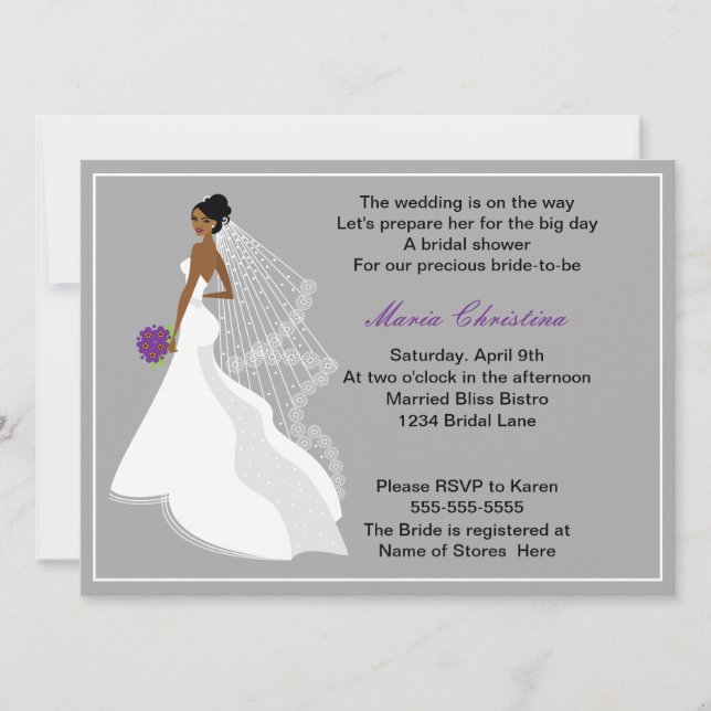 Chica de glamour Invitación a ducha de novia 1(c2a (Anverso)