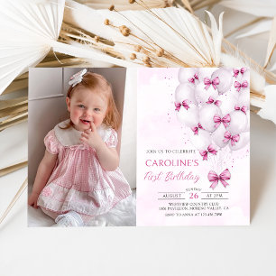 Chica de globos de arcos rosados Invitación a foto