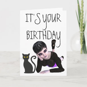 CHICA DE GÓTICO EMO CON TARJETAS DE CUMPLEAÑOS CAT