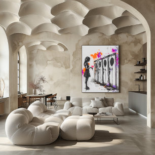 Chica de grafitis con corazón y taquillas – Arte u