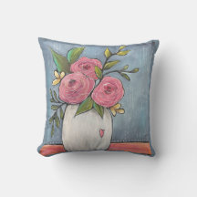 Chica de granja Artista Bonito Almohada floral