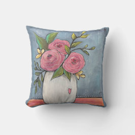 Chica de granja Artista Bonito Almohada floral