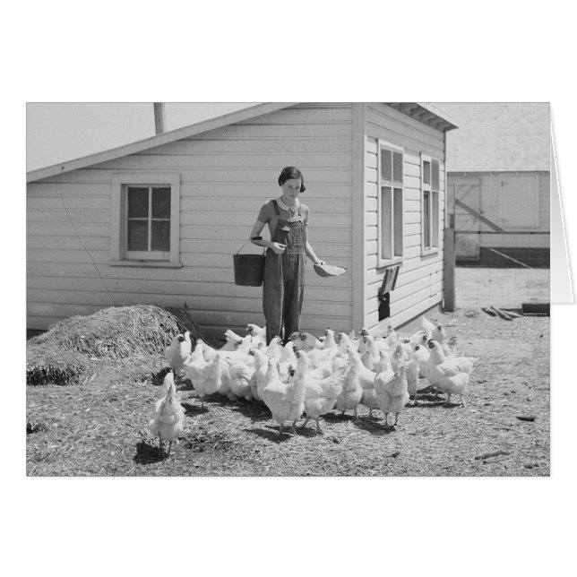 Chica de granja dando de comer a pollos, 1936 (Anverso (Horizontal))