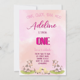 Chica de granja de invitaciones ONE