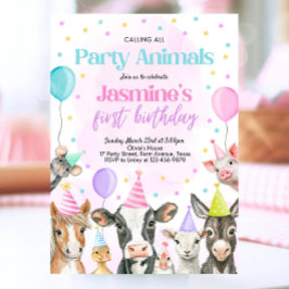 Chica de granja editable Invitación al cumpleaños,