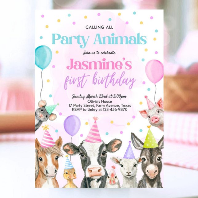 Chica de granja editable Invitación al cumpleaños, (Subido por el creador)