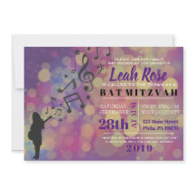 Chica de guitarra Bat Bar Mitzvah Invitación