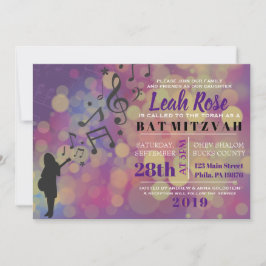 Chica de guitarra Bat Bar Mitzvah Invitación