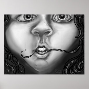 Chica de hábitos nerviosos arte monocromo moderno