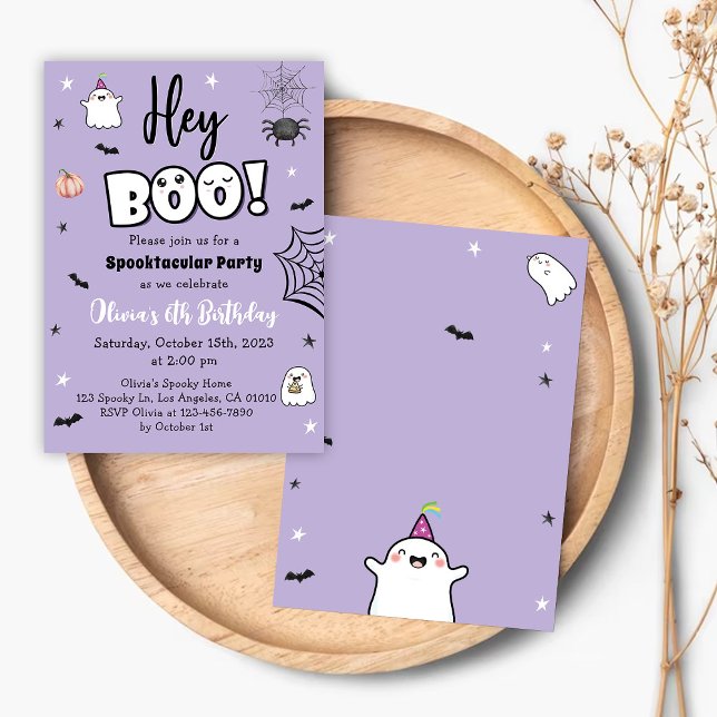Chica de Halloween Cumpleaños invitación a fantasm (Subido por el creador)