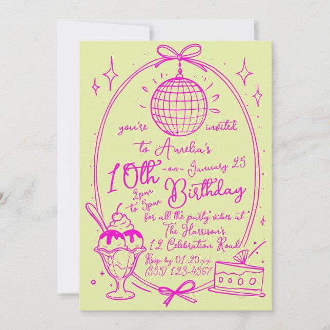 Chica de Helado Sundae de Lima Invitación para Fie (Anverso)