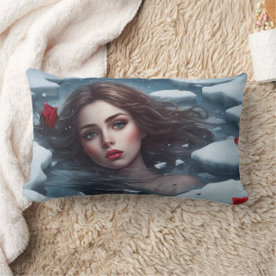 Chica de hielo - almohada lumbar de 13" x 21"