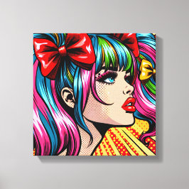 Chica de historietas de arte pop de bonito con arc
