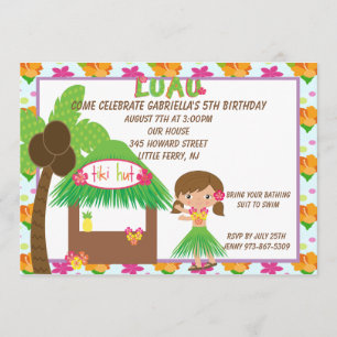 Chica de Hula en la invitación del cumpleaños de