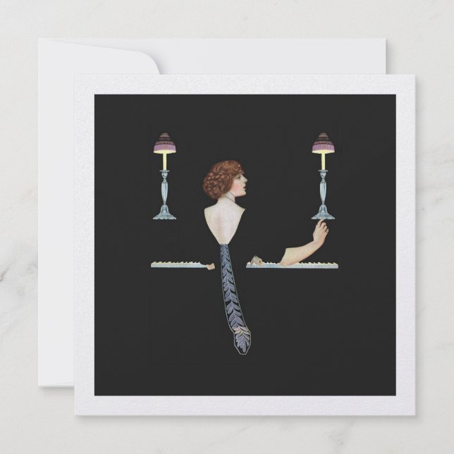 Chica de Ilustracion de época jugando al piano (Anverso)