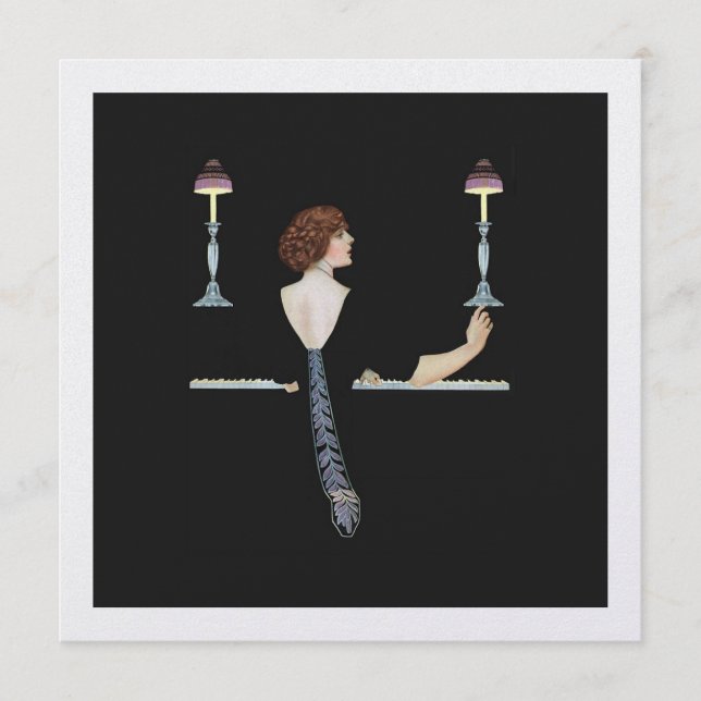 Chica de Ilustracion de época jugando al piano (Anverso)