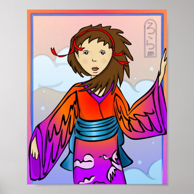 Chica de impresión Poster de grúas (Frente)