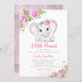 Chica de Invitación a Baby Shower con Elephant Flo