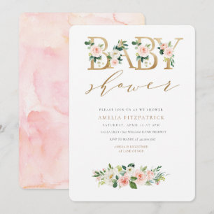 Chica de Invitación a Baby Shower con Floral de or