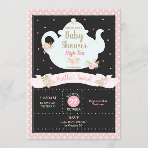 Chica de invitación a Baby Shower de Fiesta de té