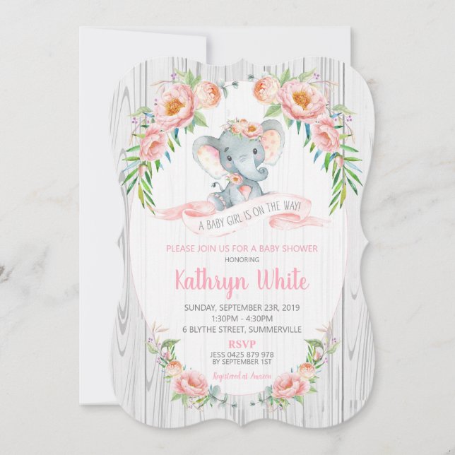 Chica de Invitación a Baby Shower de Floral Boho E (Anverso)