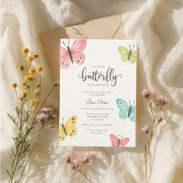 Chica de invitación a Baby Shower para mariposa