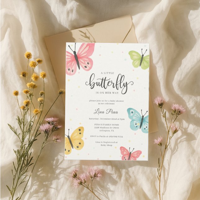Chica de invitación a Baby Shower para mariposa (Subido por el creador)