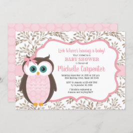 chica de invitación a la ducha de bebé de bosque m