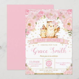 Chica de invitación a Owl Floral Baby Shower