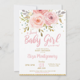 Chica de invitación a Rubor Floral Baby Shower ros