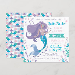 Chica de invitación a sirena de cumpleaños Fiesta 