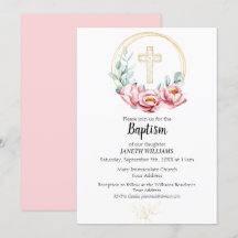 Chica de invitación al bautismo, floral