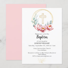 Chica de invitación al bautismo, floral