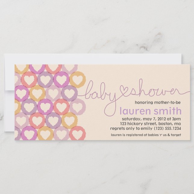 Chica de invitación al corazón de Baby Shower (Anverso)
