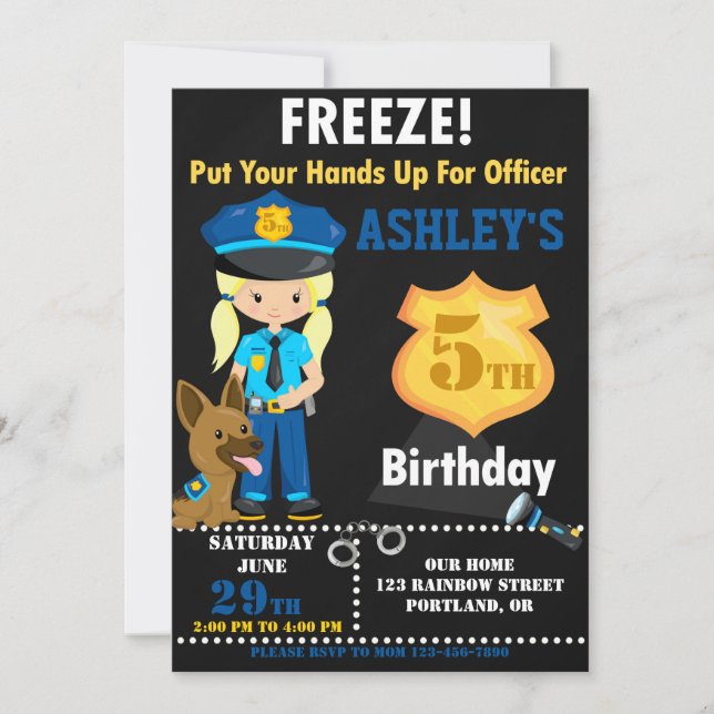 Chica de invitación al cumpleaños de un oficial de (Anverso)