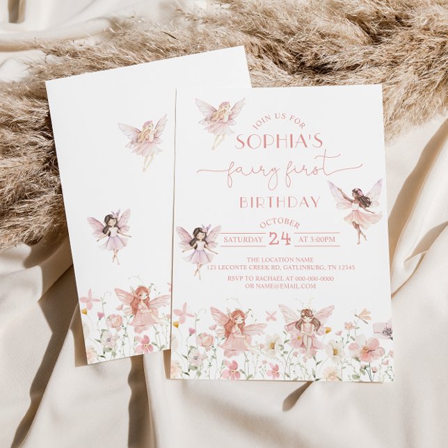 Chica de invitación al primer cumpleaños de hadas (Subido por el creador)