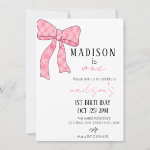 Chica de Invitación al Primer Cumpleaños de Pink B
