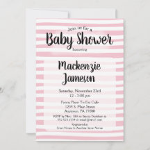 Chica de invitación Baby Shower de franjas blancas
