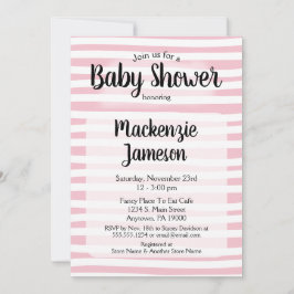 Chica de invitación Baby Shower de franjas blancas