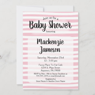 Chica de invitación Baby Shower de franjas blancas